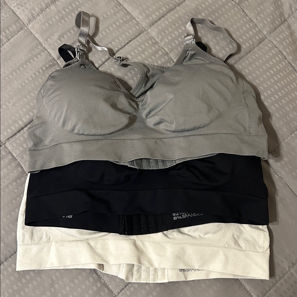 Women's Seamless Comfort Bras - Gray, Black, White - Pack of 3
